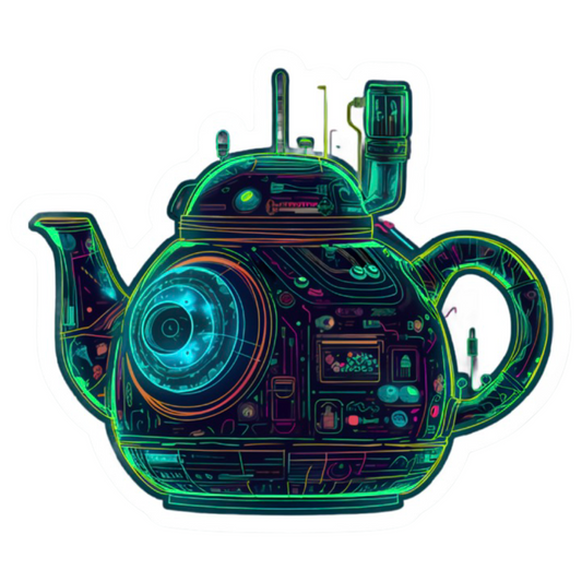 Futuristic Neon Teapot Sticker