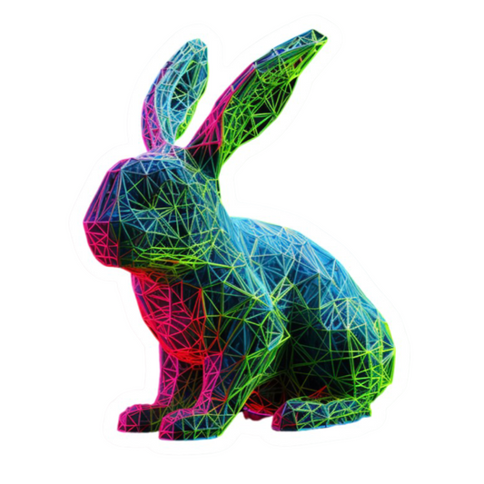 Neon Wireframe Bunny Sticker