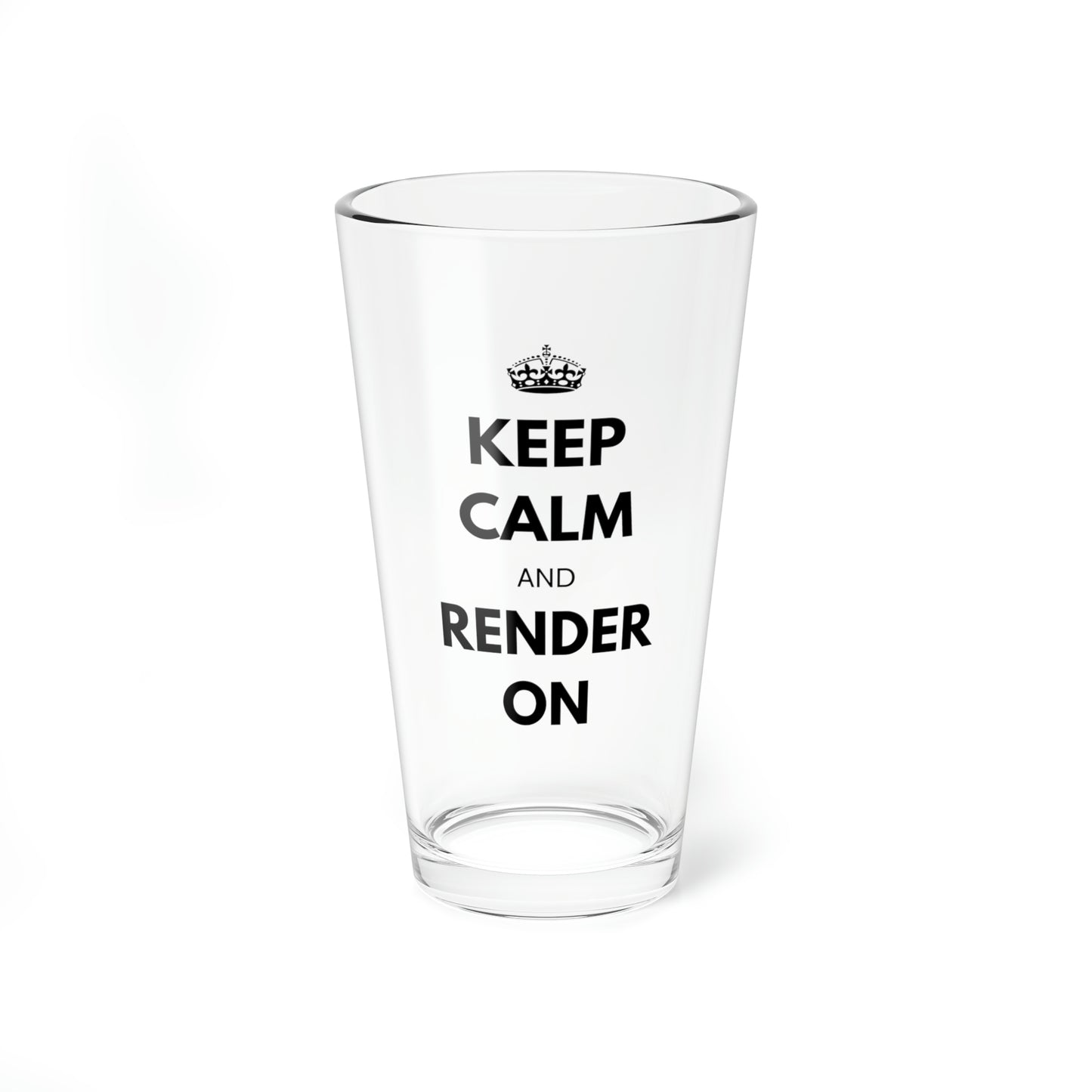 Keep Calm and Render On Mixing Glass, 16oz